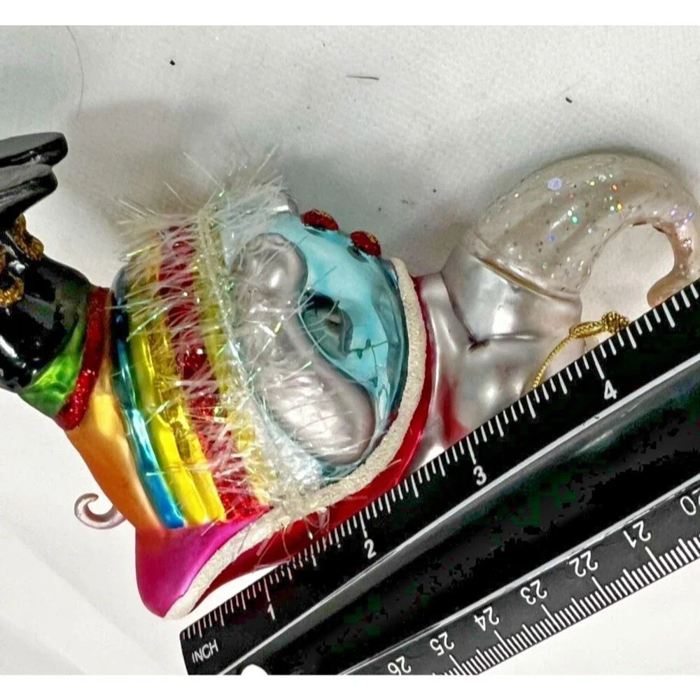 Glass Christmas ornament elephant with hat cape colorful approx 5